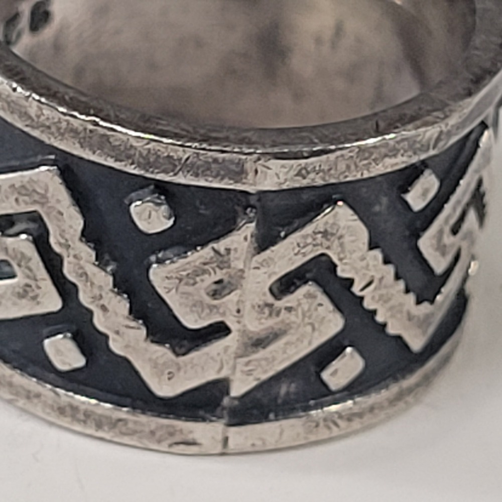 Vintage Mexico 925 Sterling‎ Silver Wide Band Ring Greek Key Size 6.5 - 10.2g - Picture 5 of 9